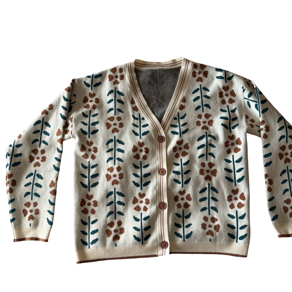Floral Patterned Cardigan Sweater - Picture 2 of 3